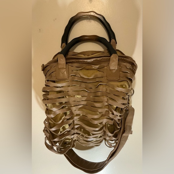 A Rare Vintage Romygold Beige Tan Leather Large Heavy slash tote handbag Bag - Picture 4 of 5